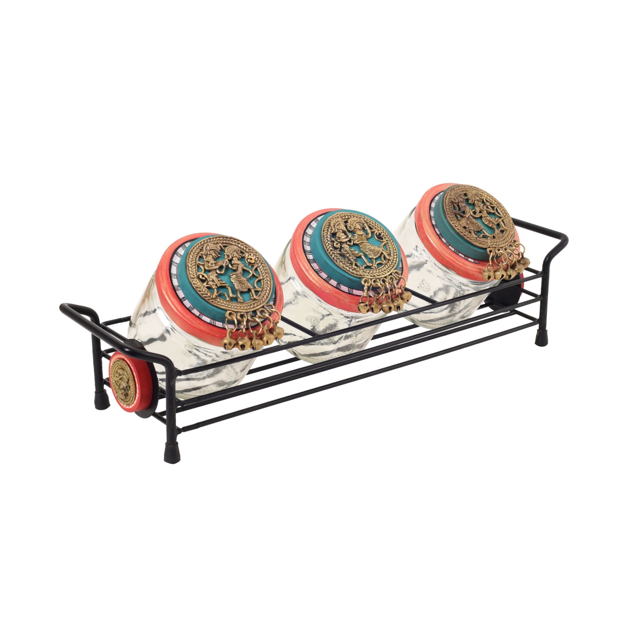 Sleek Metal Tray & Trio Jars Set