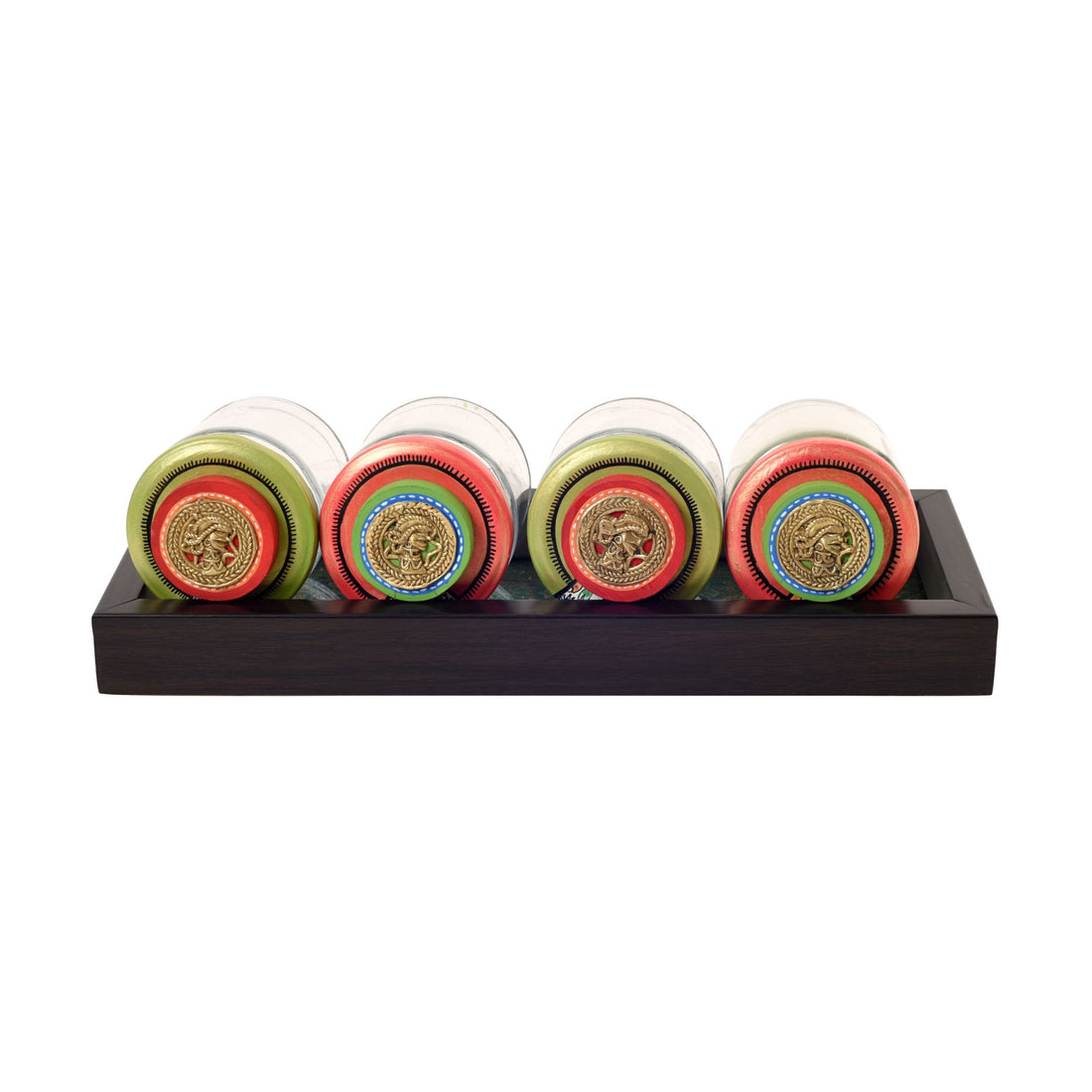 Sleek Metal Tray & Trio Jars Set