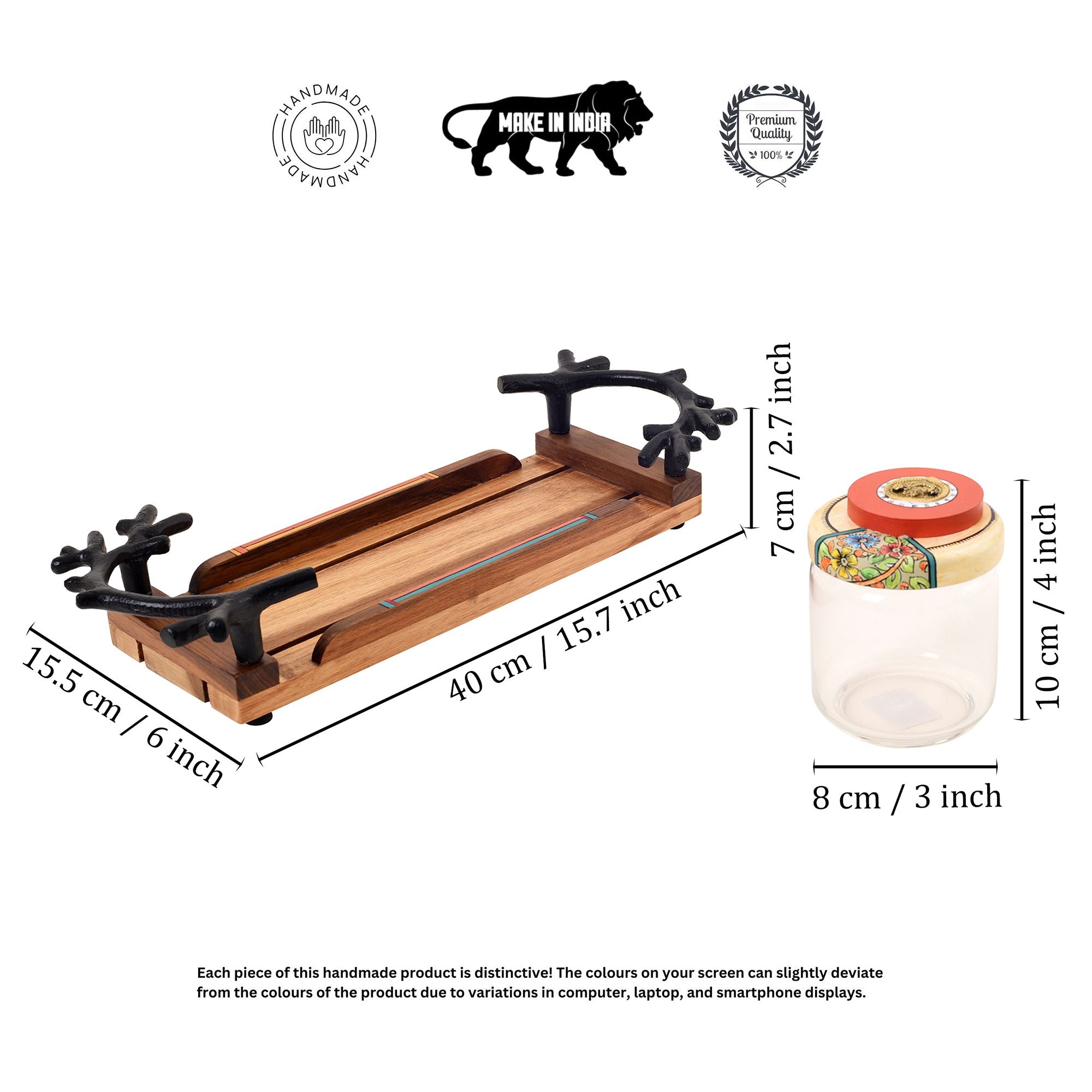 Leaf-Luxe Tray with Trio Jars (Large)