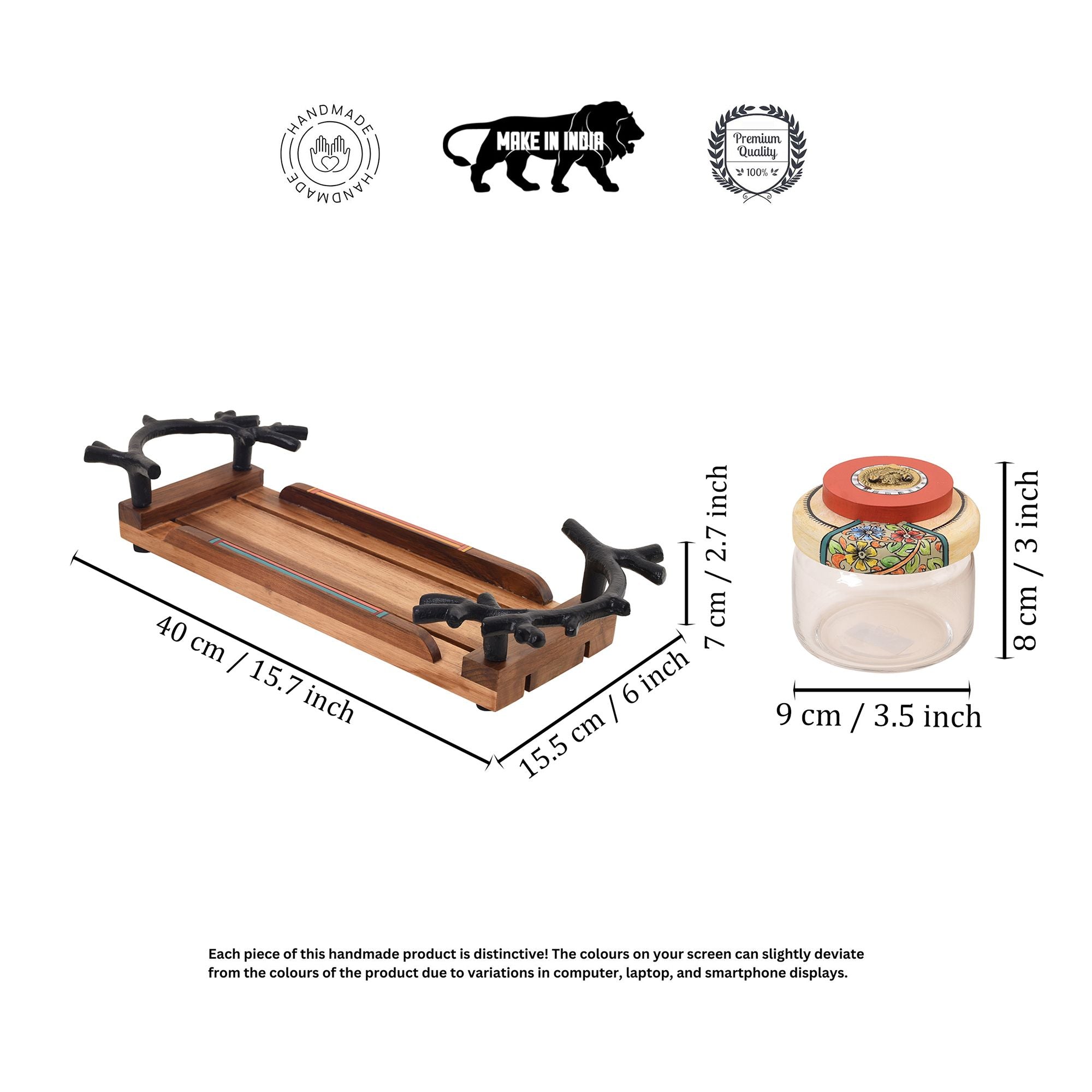Leaf-Luxe Tray with Trio Jars (Small)