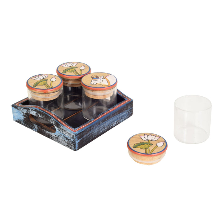 Pichhwai Nuts Storage Jars S04 and Tray