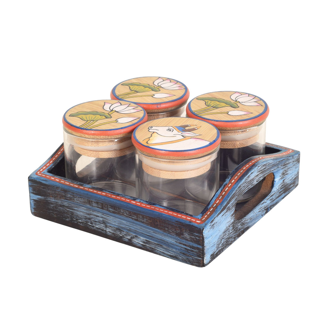 Pichhwai Nuts Storage Jars S04 and Tray