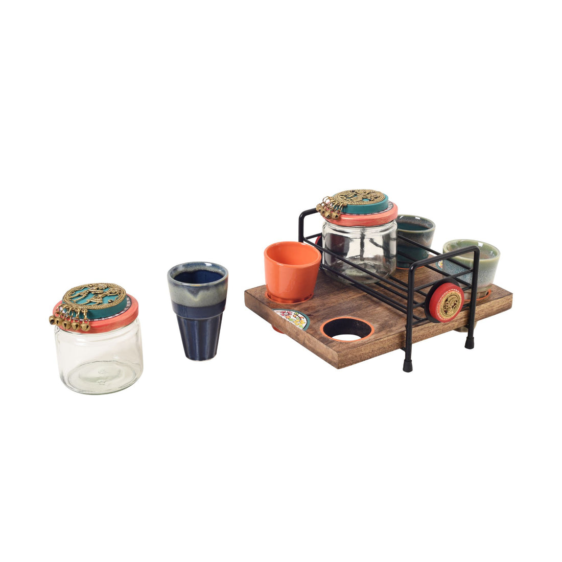 Serene Tea Time Wooden Tray Set