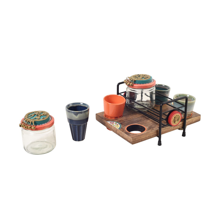 Serene Tea Time Wooden Tray Set
