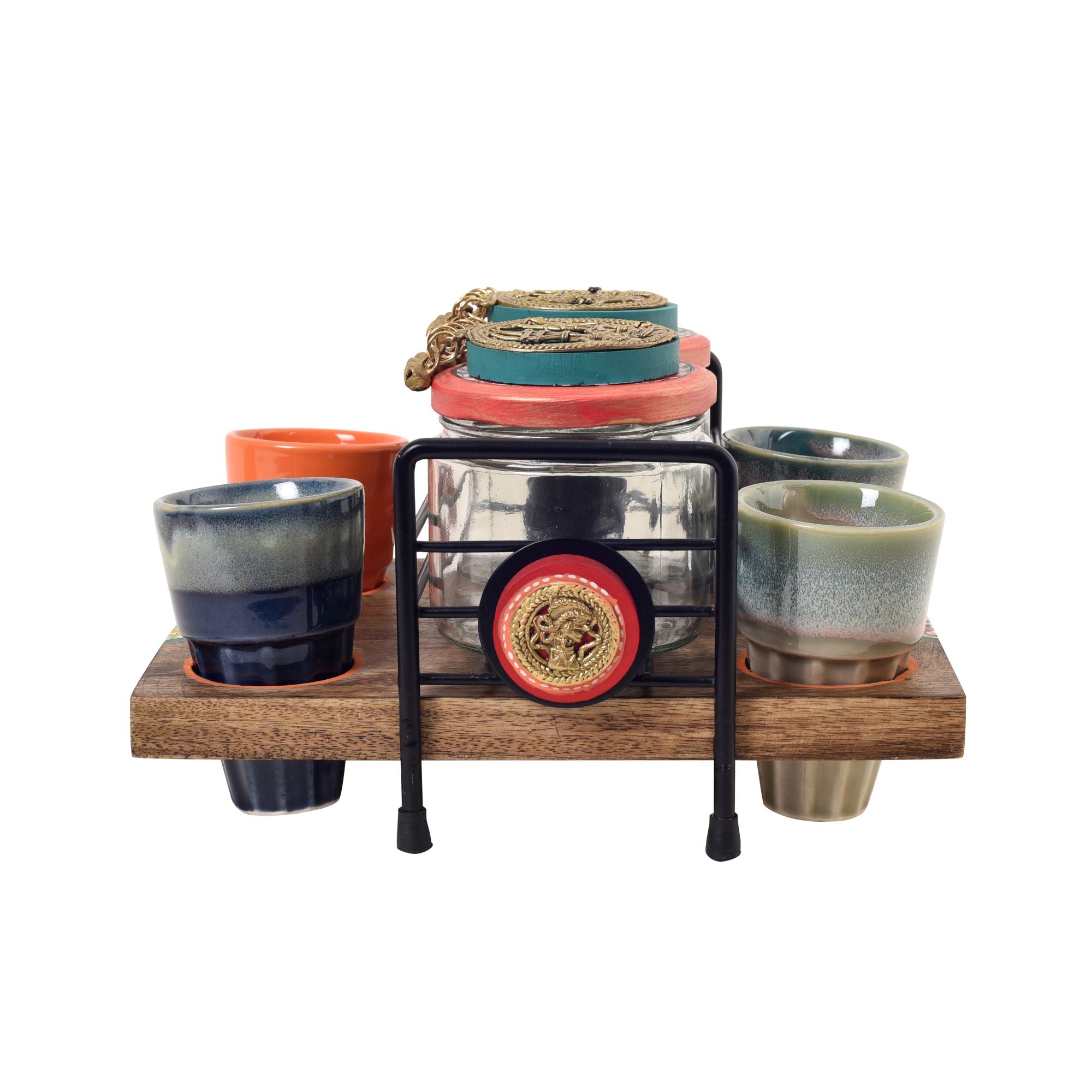 Serene Tea Time Wooden Tray Set