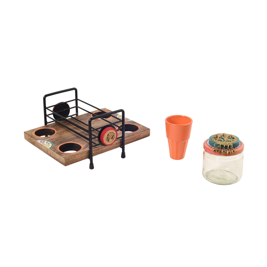 Serene Tea Time Wooden Tray Set