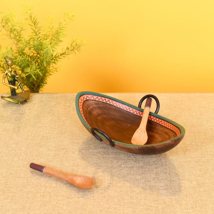 Leaf Of Nature' Serving Platter In Rosewood (10x6.5x2.2)