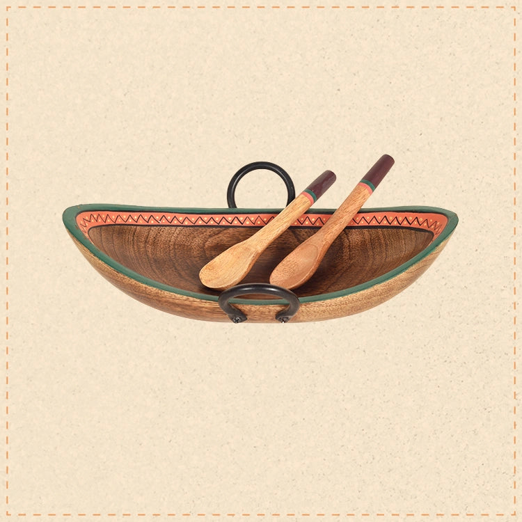 Leaf Of Nature' Serving Platter In Rosewood (10x6.5x2.2)