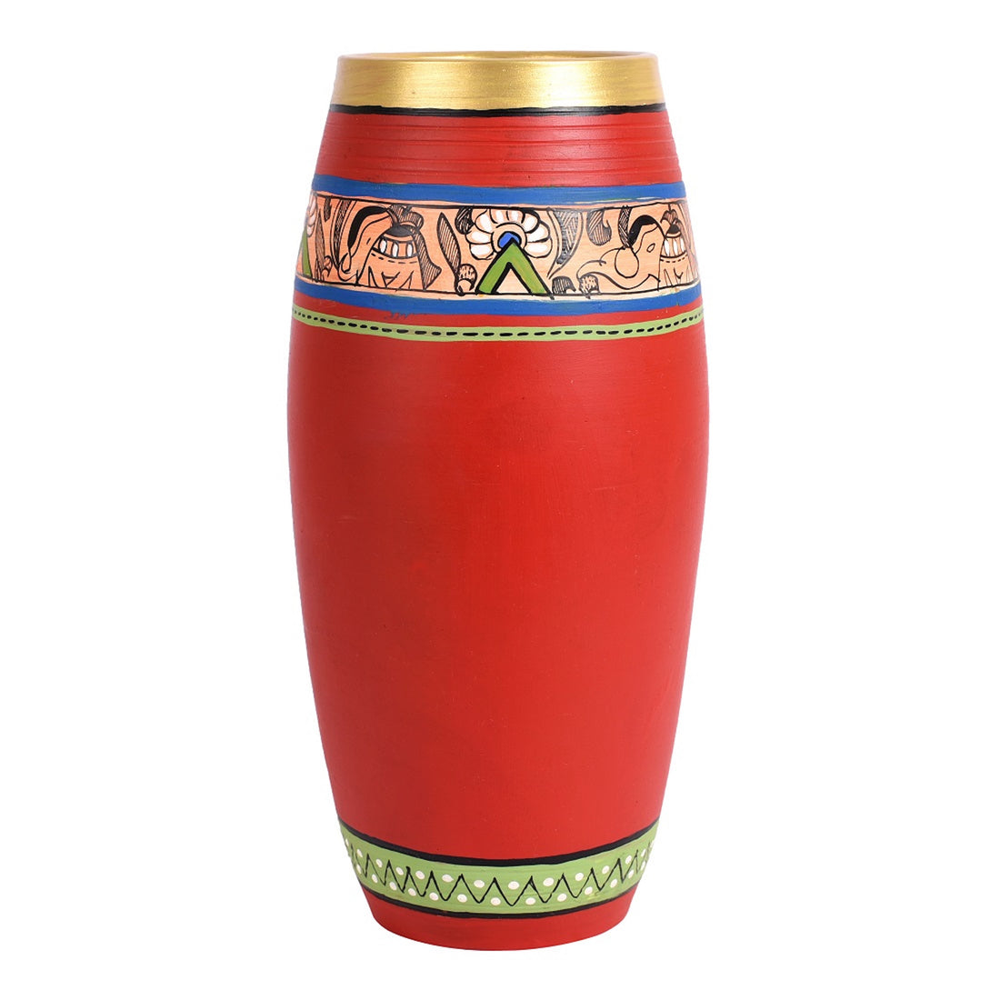 Vase Earthen Handcrafted Red Madhubani 9x4(HxD)