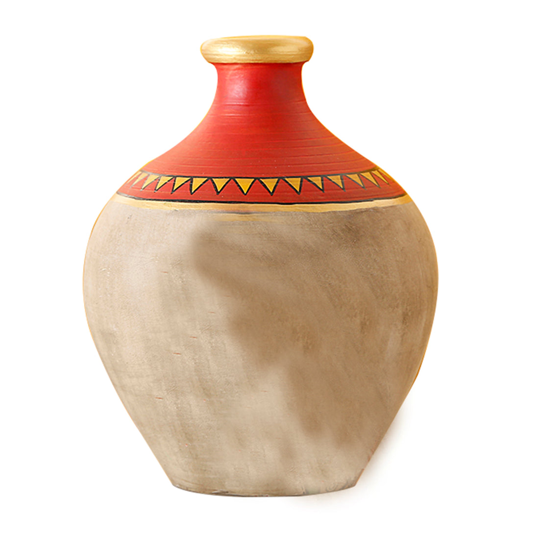 Vase Earthen Handcrafted Red & Gold Warli 5x4(HxD)