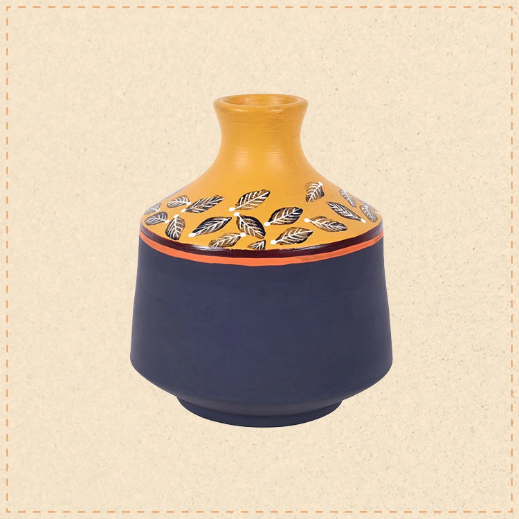 Midnight Sunflower Terracotta Cone Vase (5x5x6)