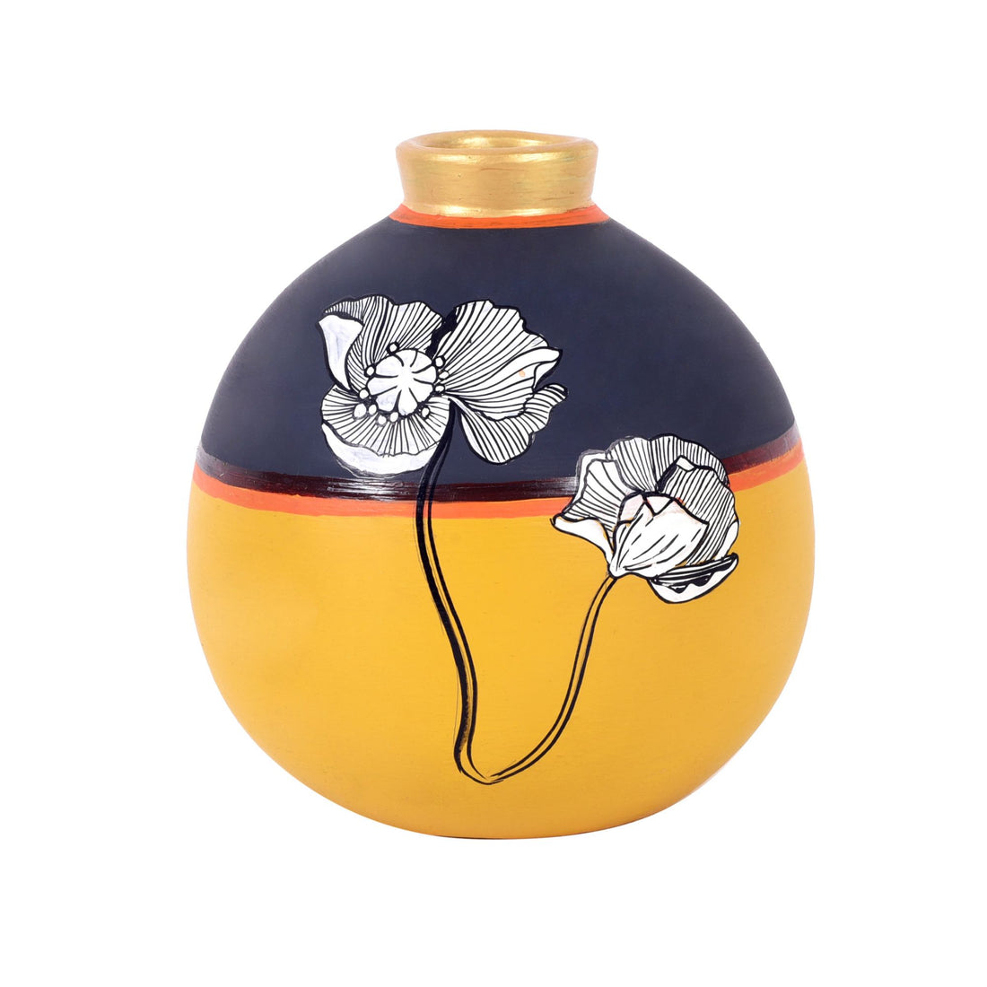 Sunset Flower Terracotta Matki Vase (5x5x6)