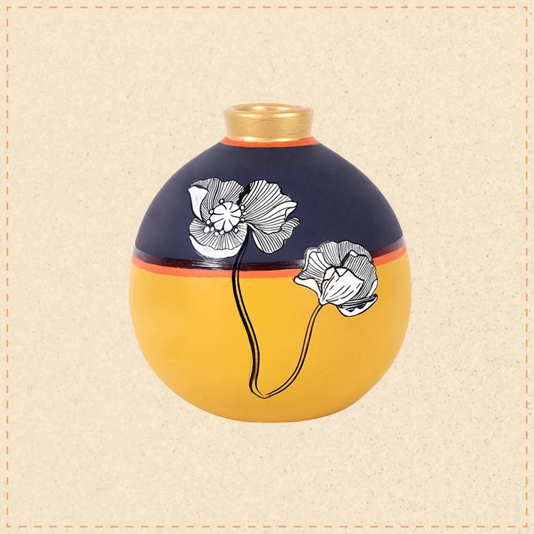 Sunset Flower Terracotta Matki Vase (5x5x6)