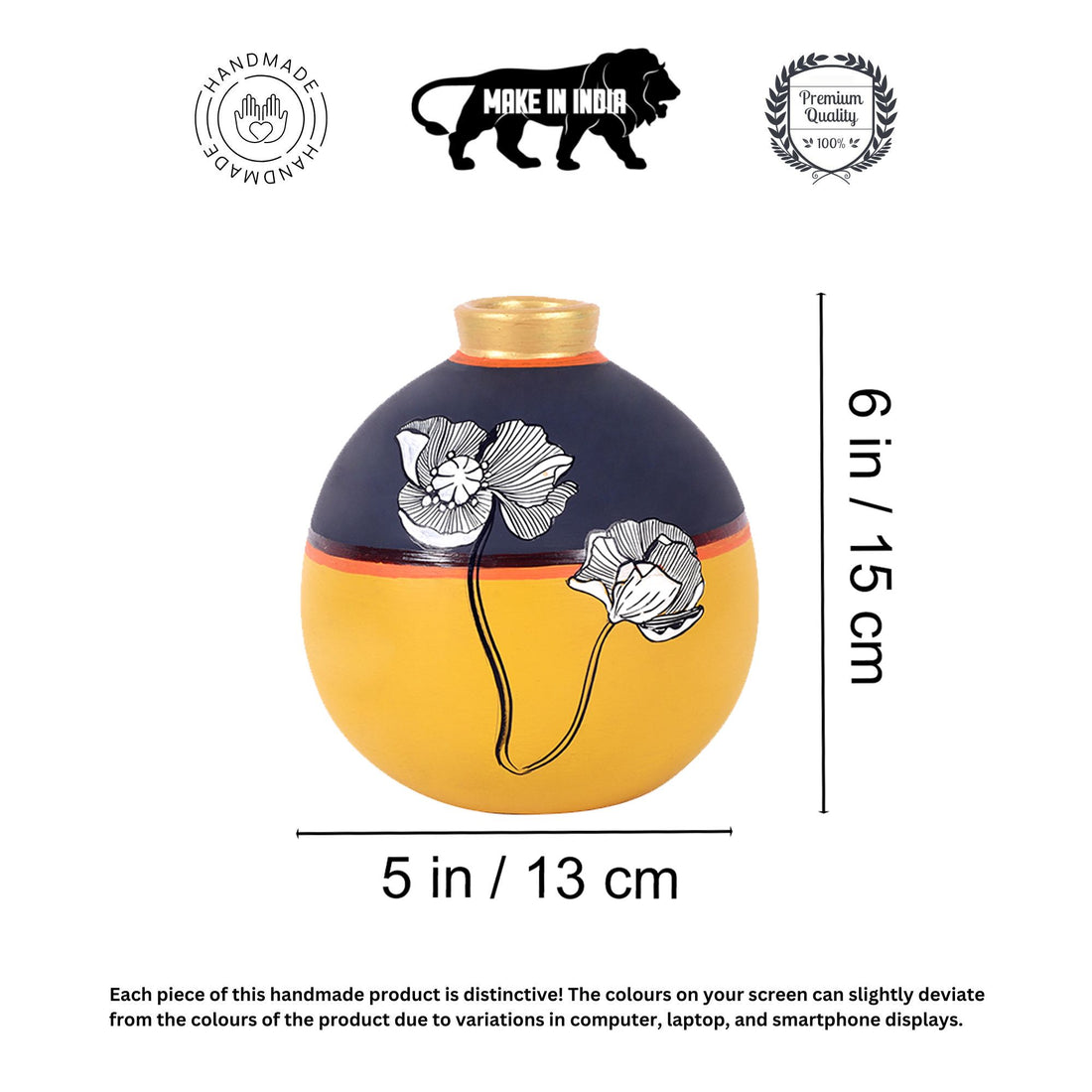 Sunset Flower Terracotta Matki Vase (5x5x6)