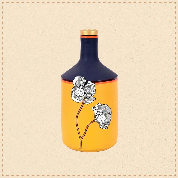 Sunset Flower Terracotta Cone Vase (4x4x9)