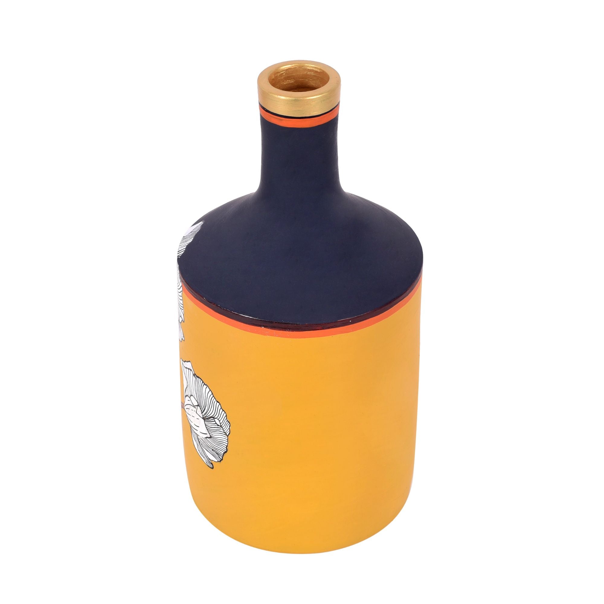 Sunset Flower Terracotta Cone Vase (4x4x9)