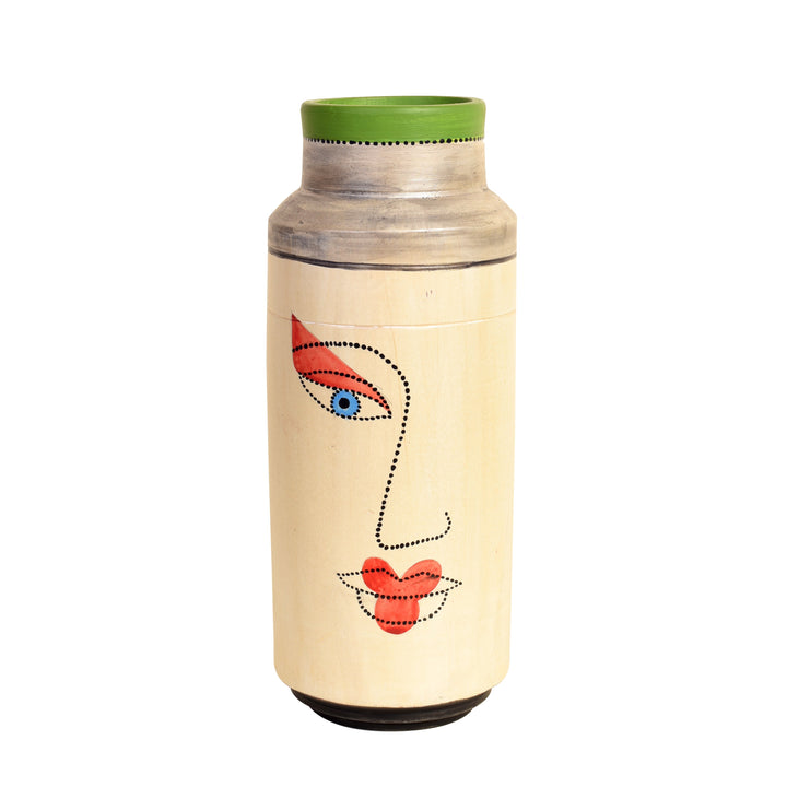 Handmade Contemporary Face Terracotta Vase for Modern Interiors