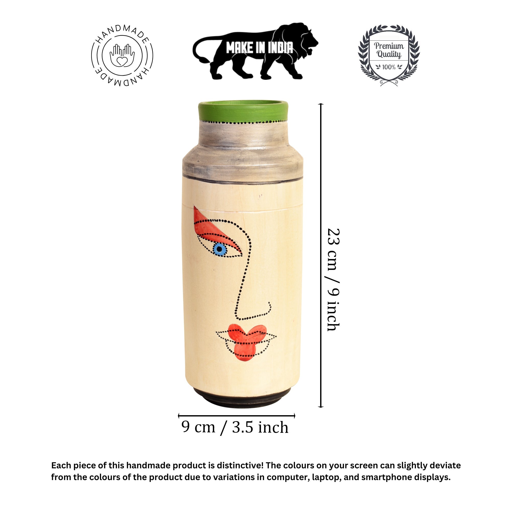 Handmade Contemporary Face Terracotta Vase for Modern Interiors