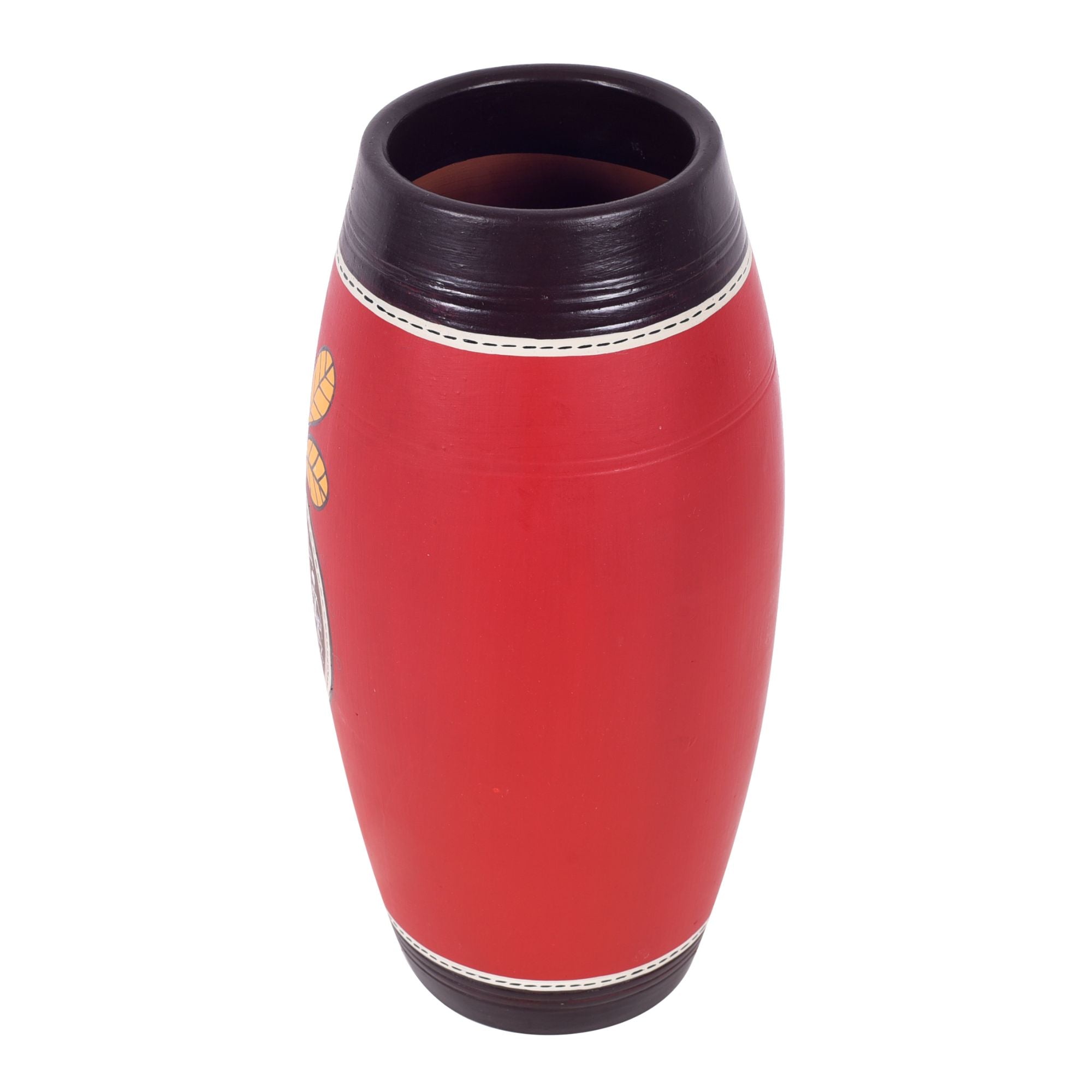 Ruby Blossom Terracotta Barrel Vase (4.5x4.5x9.5)