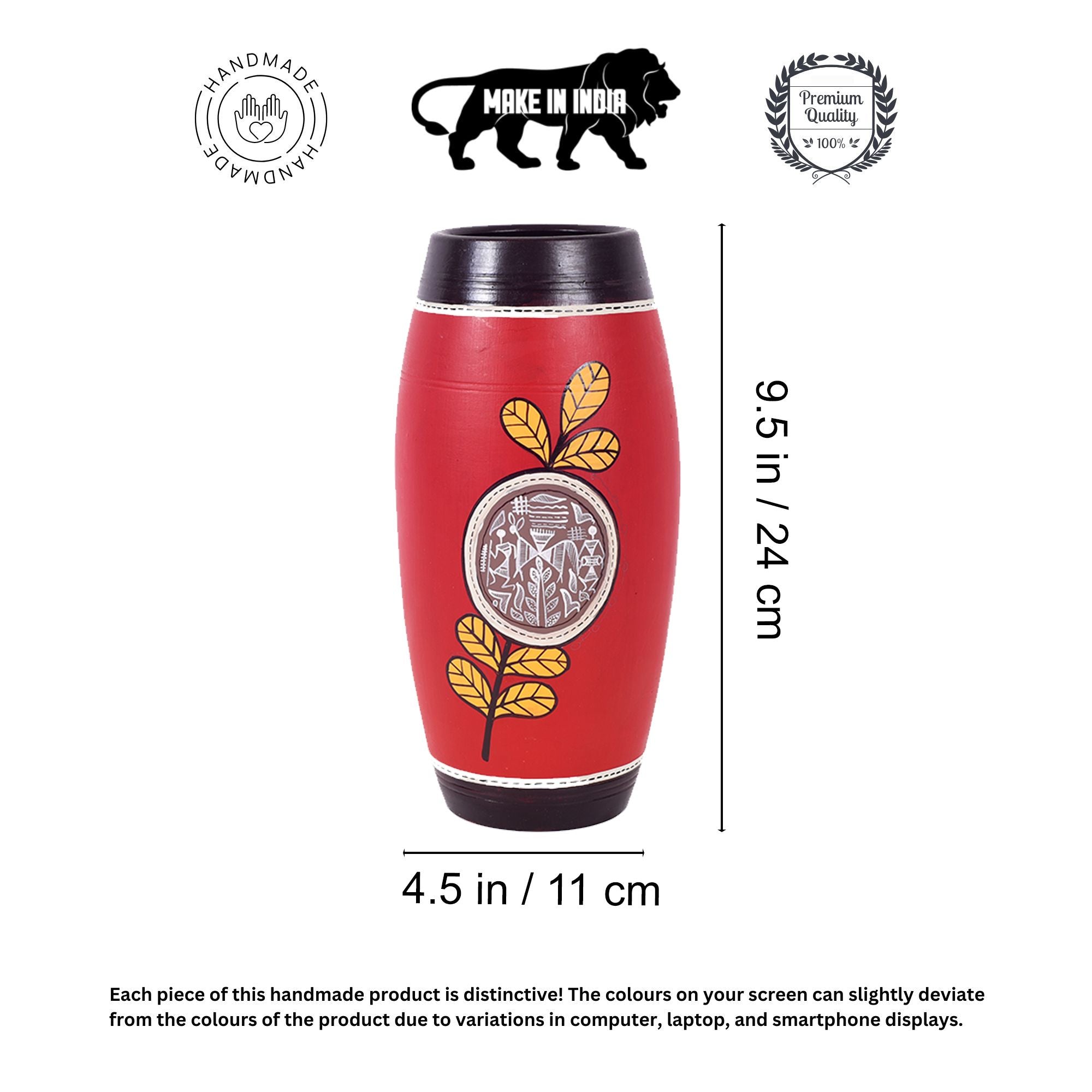 Ruby Blossom Terracotta Barrel Vase (4.5x4.5x9.5)