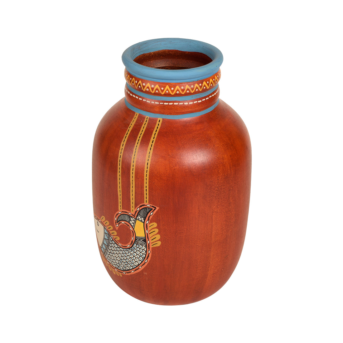 Happy Fish Rustic Red Vase (5x5x8)