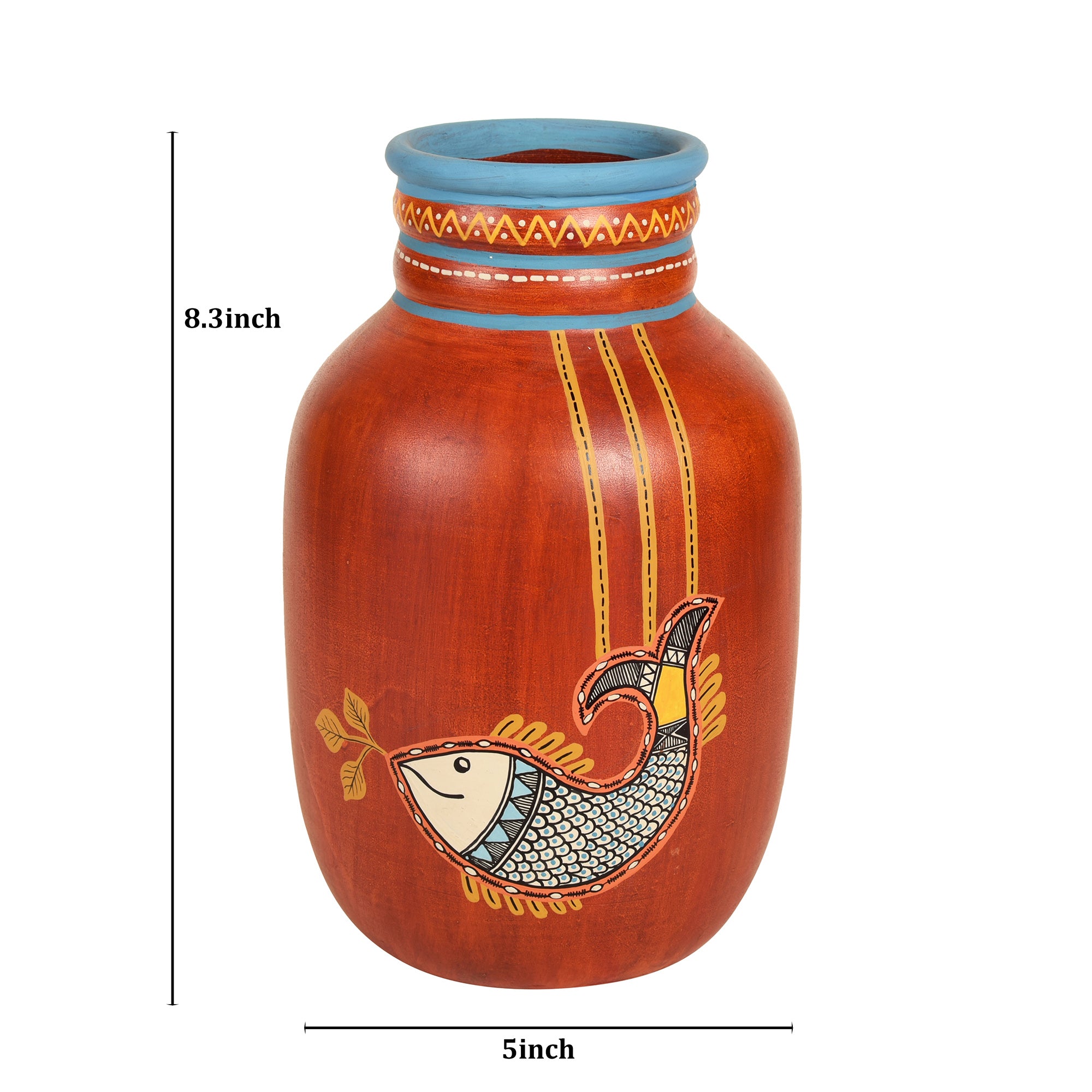 Happy Fish Rustic Red Vase (5x5x8)