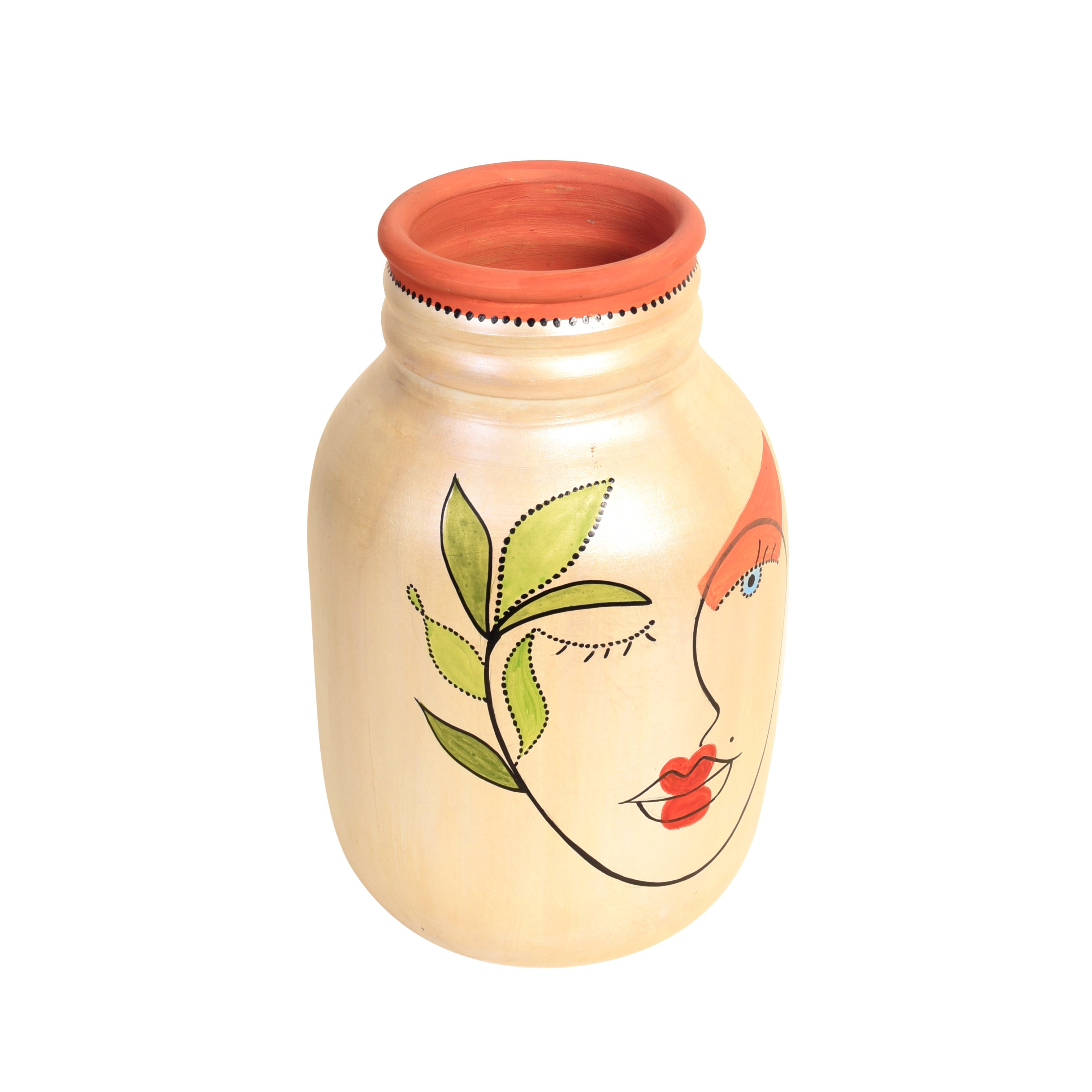 Hand-Painted Face Art Decorative Ceramic Vase for Home Décor