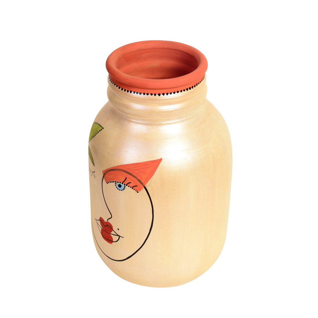 Hand-Painted Face Art Decorative Ceramic Vase for Home Décor