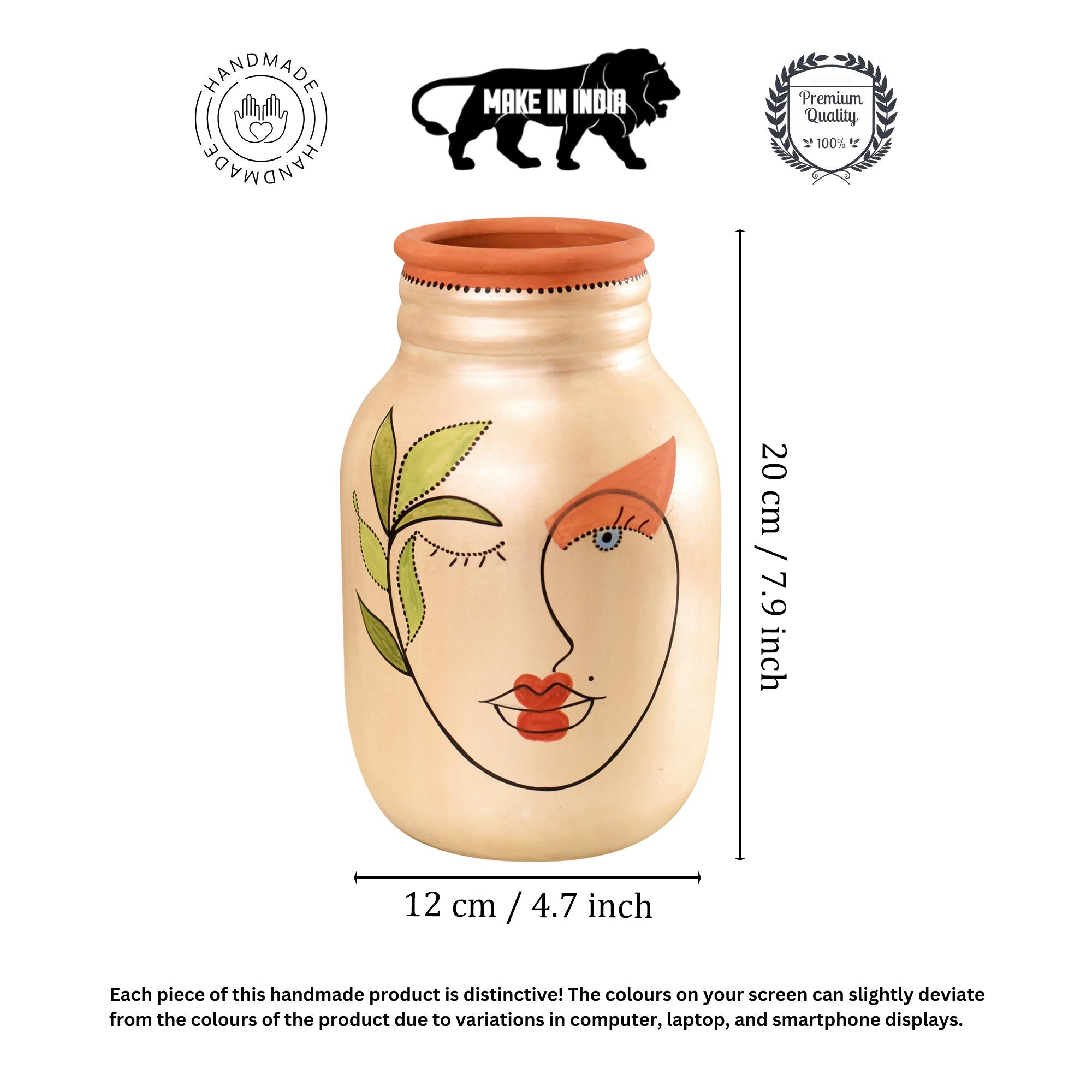 Hand-Painted Face Art Decorative Ceramic Vase for Home Décor