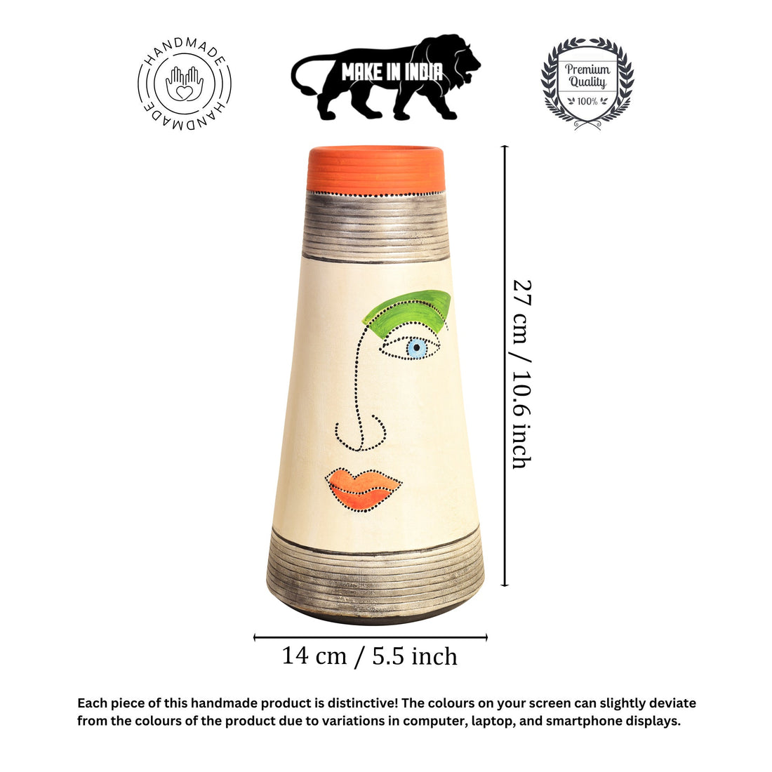 Minimalist Abstract Face Terracotta Pottery Vase for Elegant Spaces