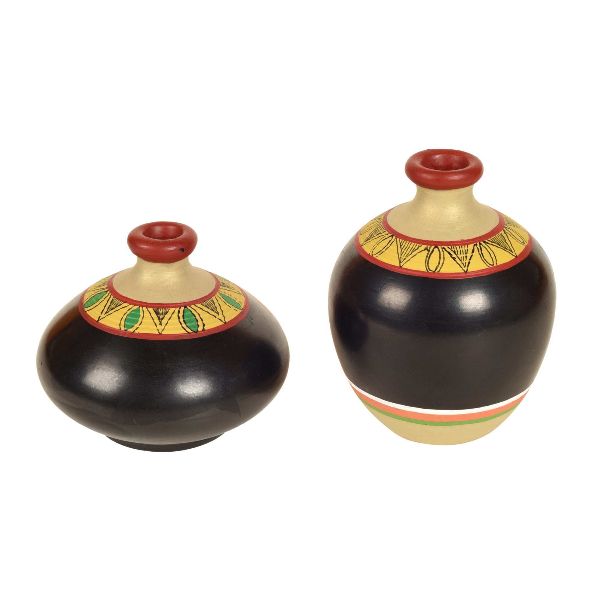 Black Earthen Vases with Madhubani Tattoo Art - So2