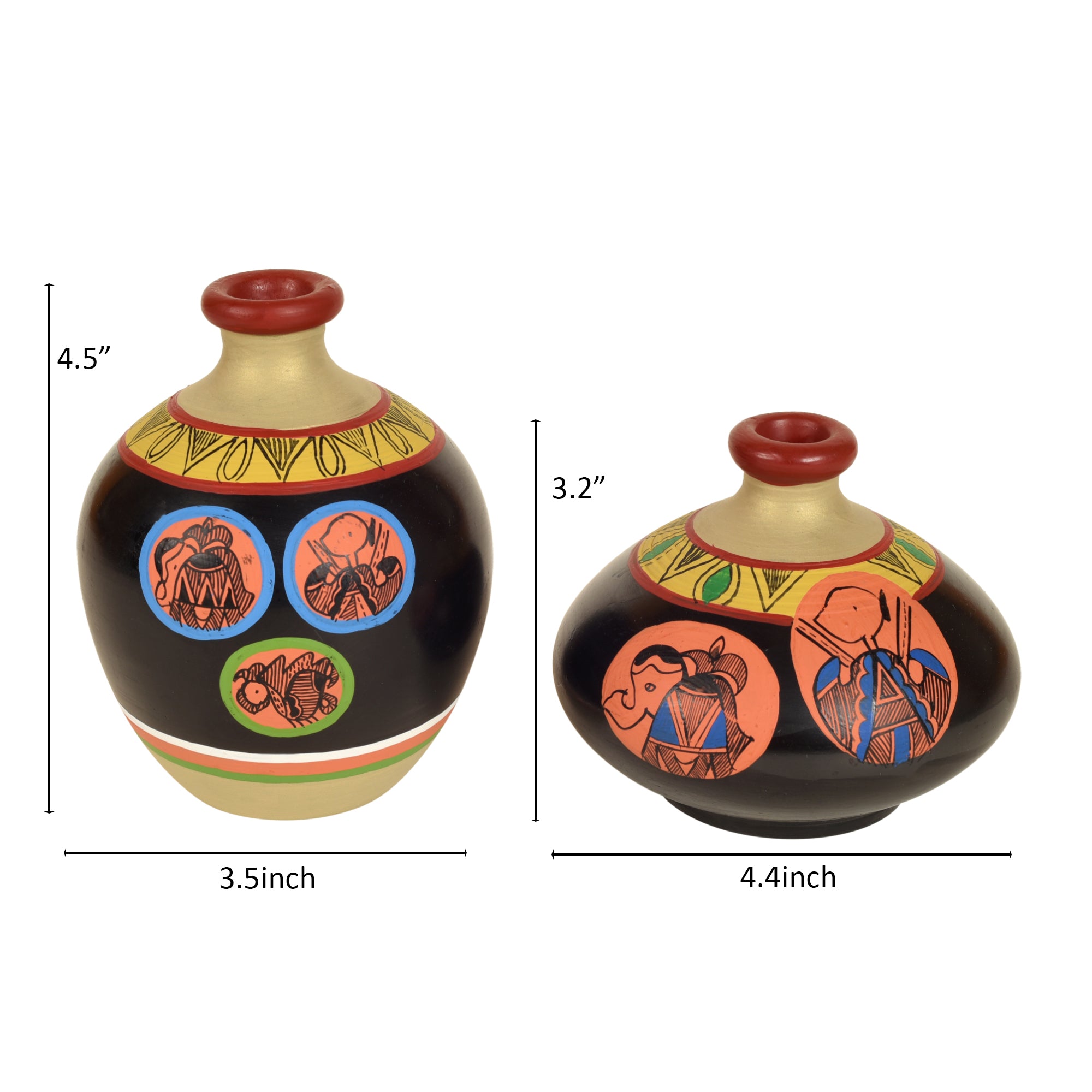 Black Earthen Vases with Madhubani Tattoo Art - So2