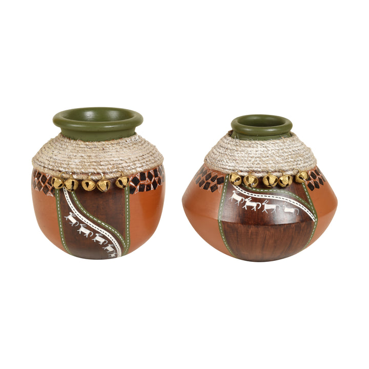 Coco-C Jute embellished Earthen Brown Pots - So2