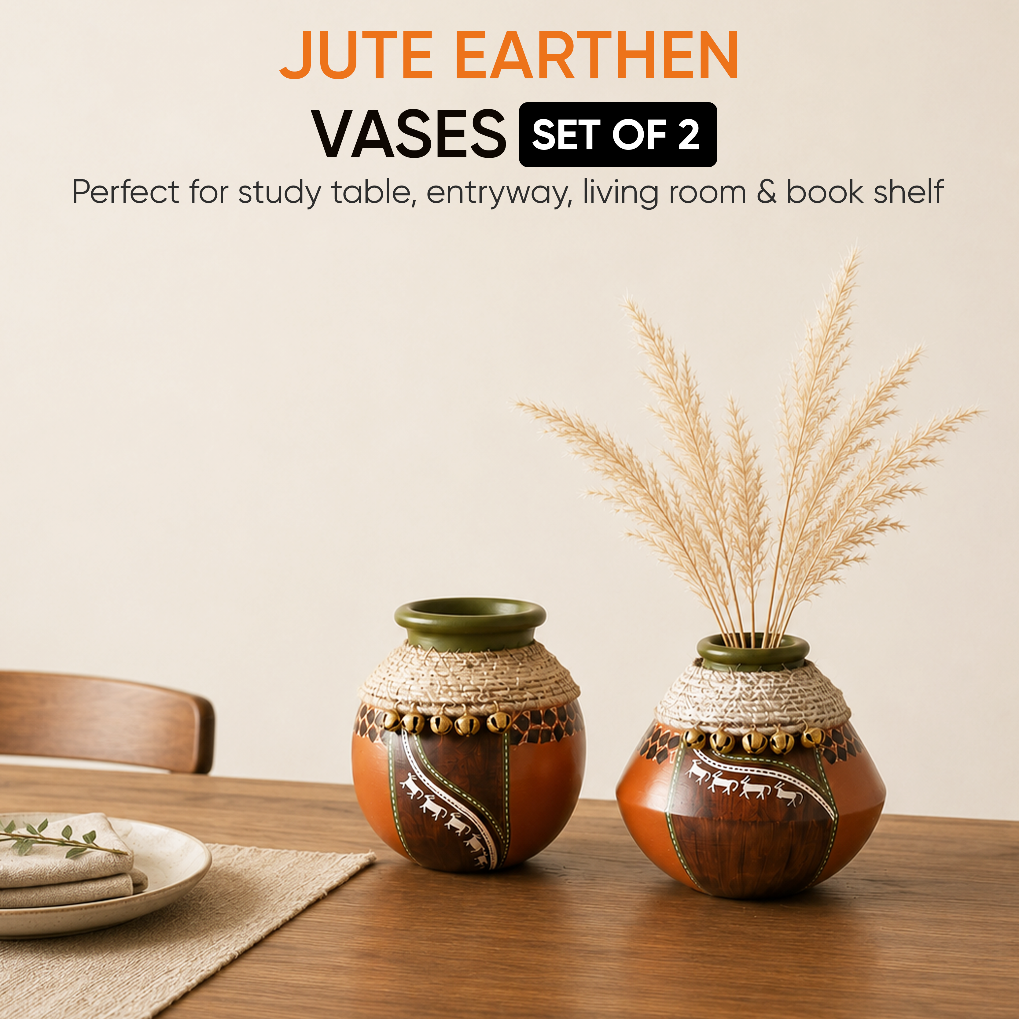 Coco-C Jute embellished Earthen Brown Pots - So2