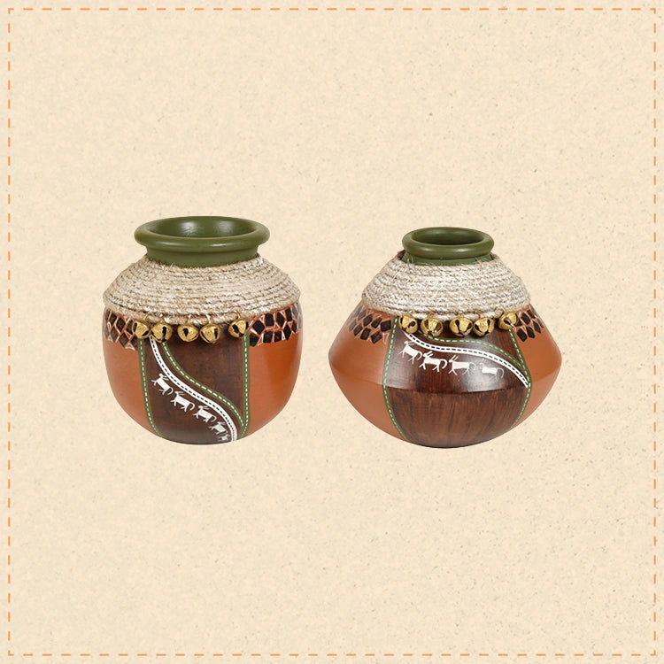 Coco-C Jute embellished Earthen Brown Pots - So2