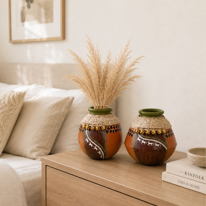 Coco-C Jute embellished Earthen Brown Pots - So2