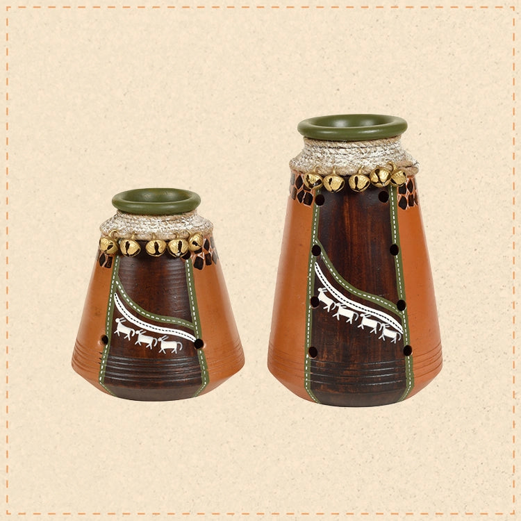 Coco-B Earthen Brown Jute embellished Pots - So2