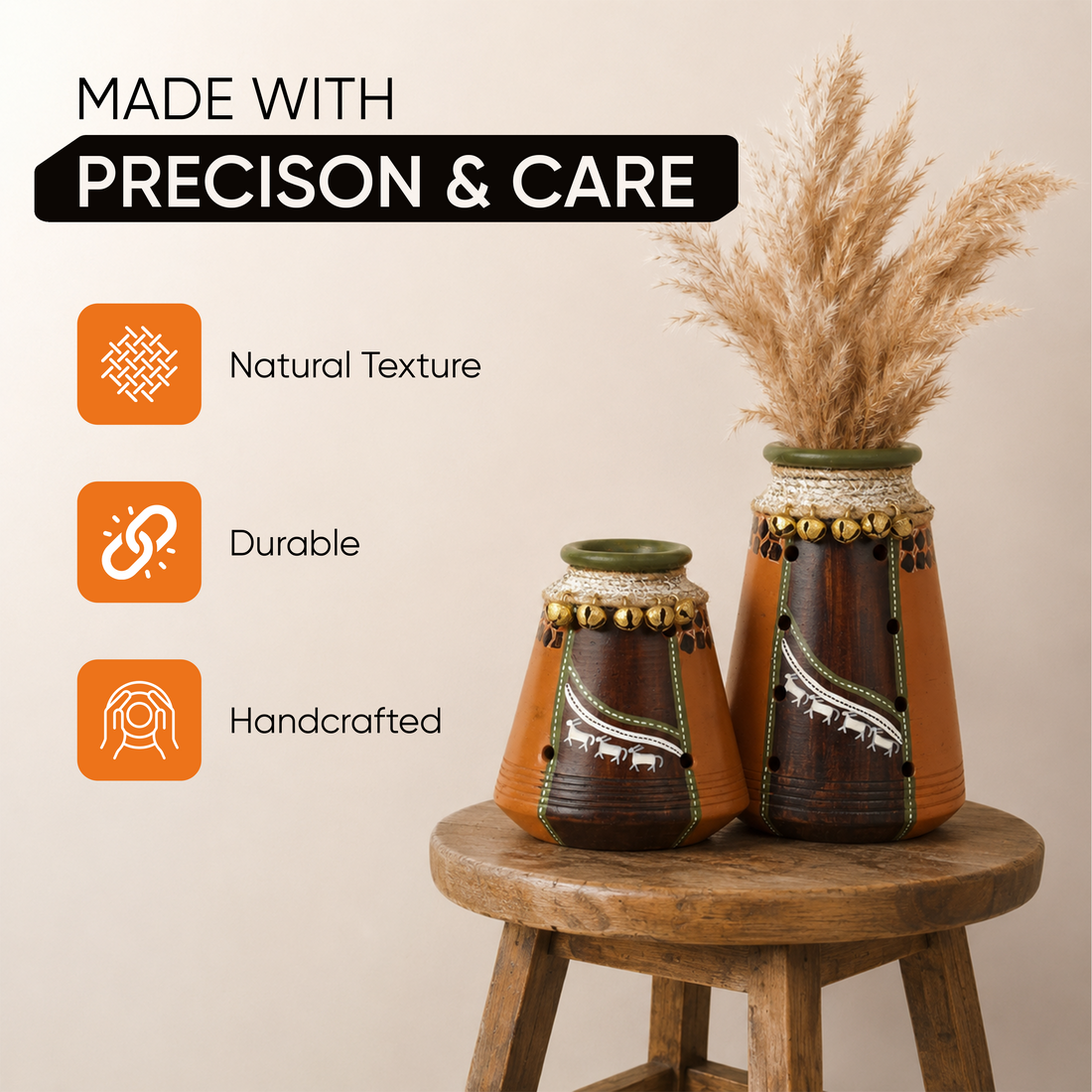 Coco-B Earthen Brown Jute embellished Pots - So2