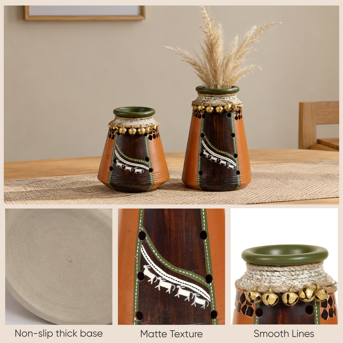 Coco-B Earthen Brown Jute embellished Pots - So2