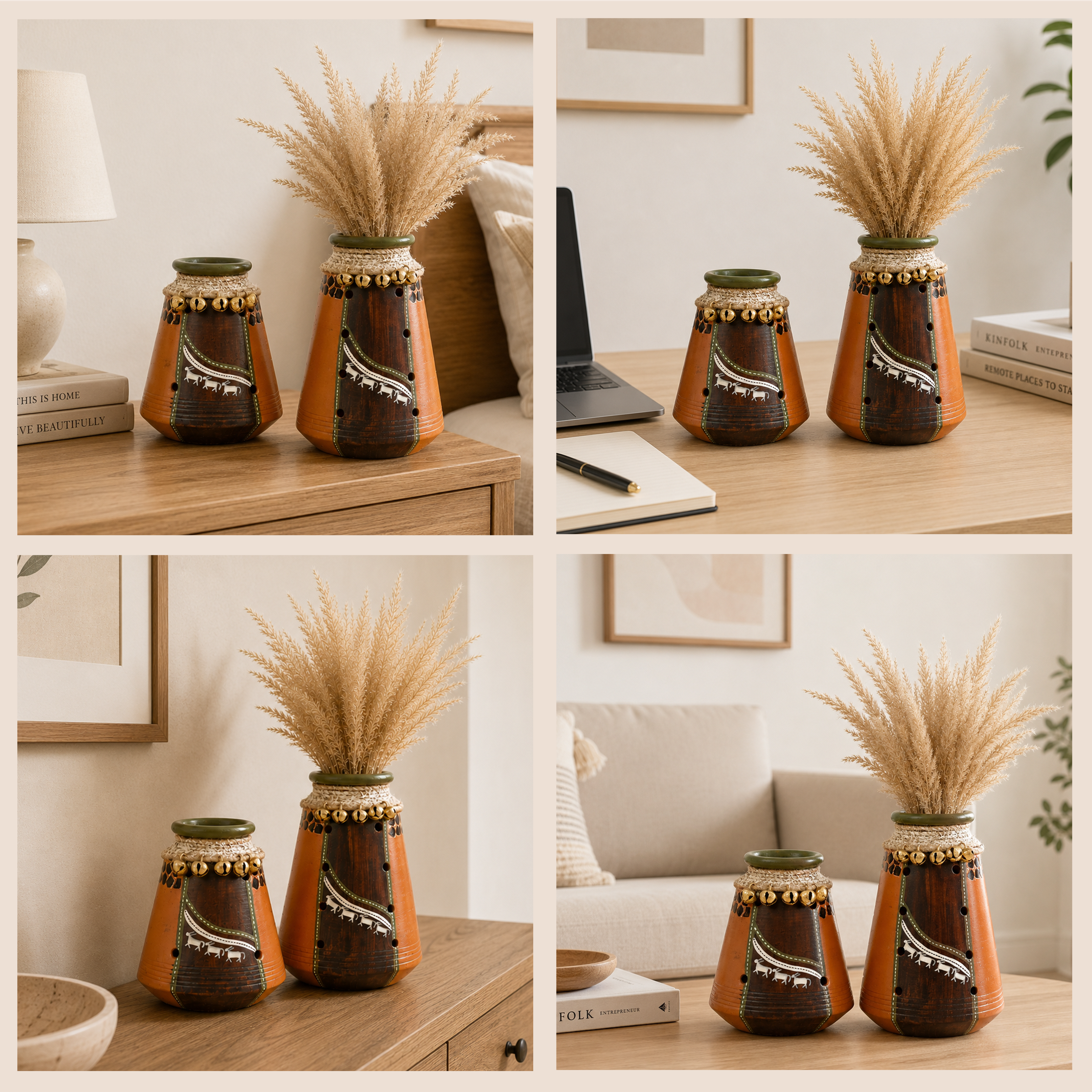 Coco-B Earthen Brown Jute embellished Pots - So2