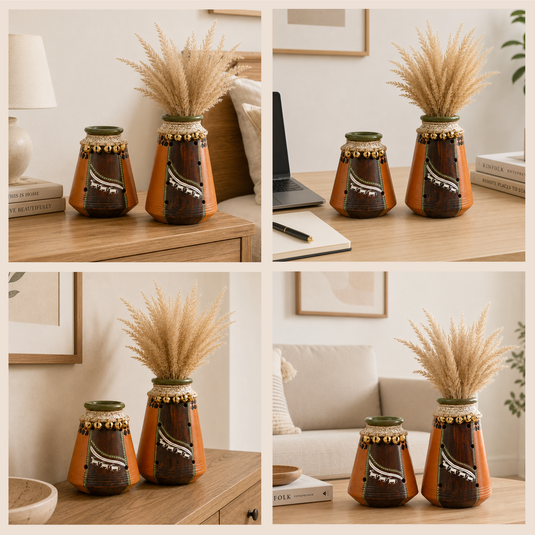 Coco-B Earthen Brown Jute embellished Pots - So2