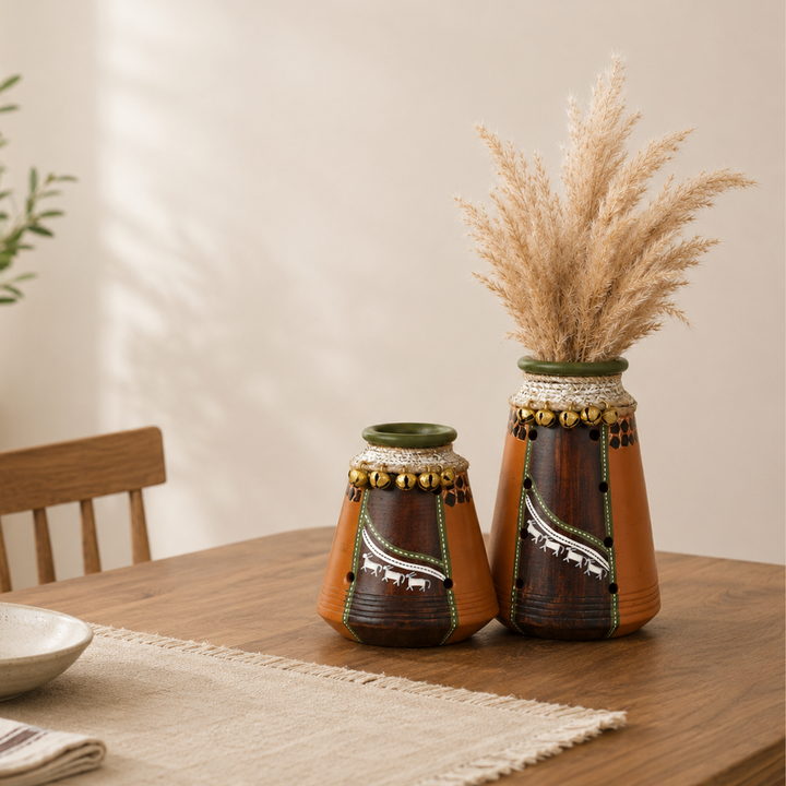 Coco-B Earthen Brown Jute embellished Pots - So2