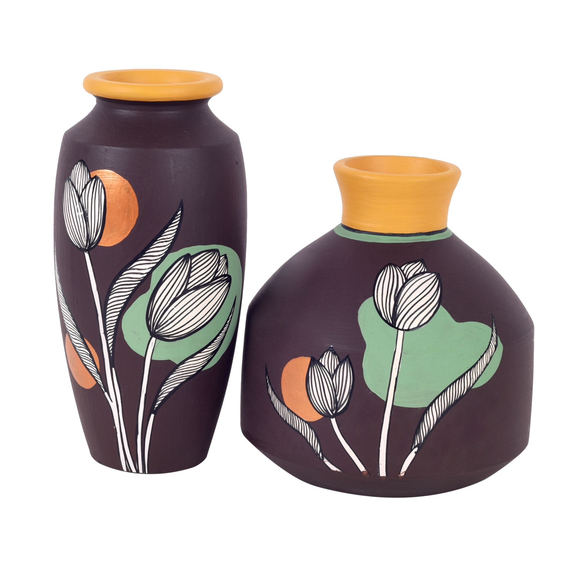 Autumn Hues Terracotta Vases S02 (Large - 5x5x5, Small - 3x3x6)