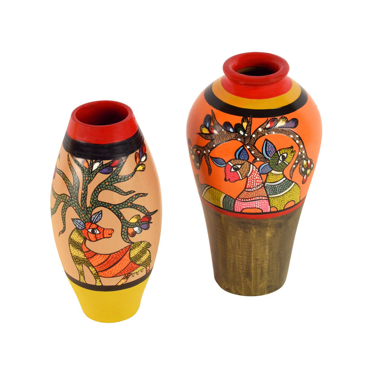 Heard of Deers Terracotta Vase Set of 2