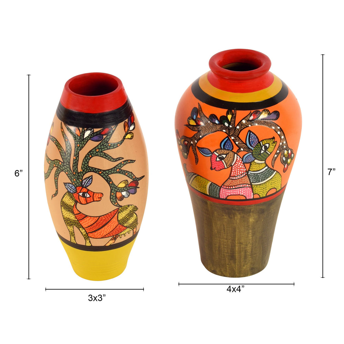 Heard of Deers Terracotta Vase Set of 2