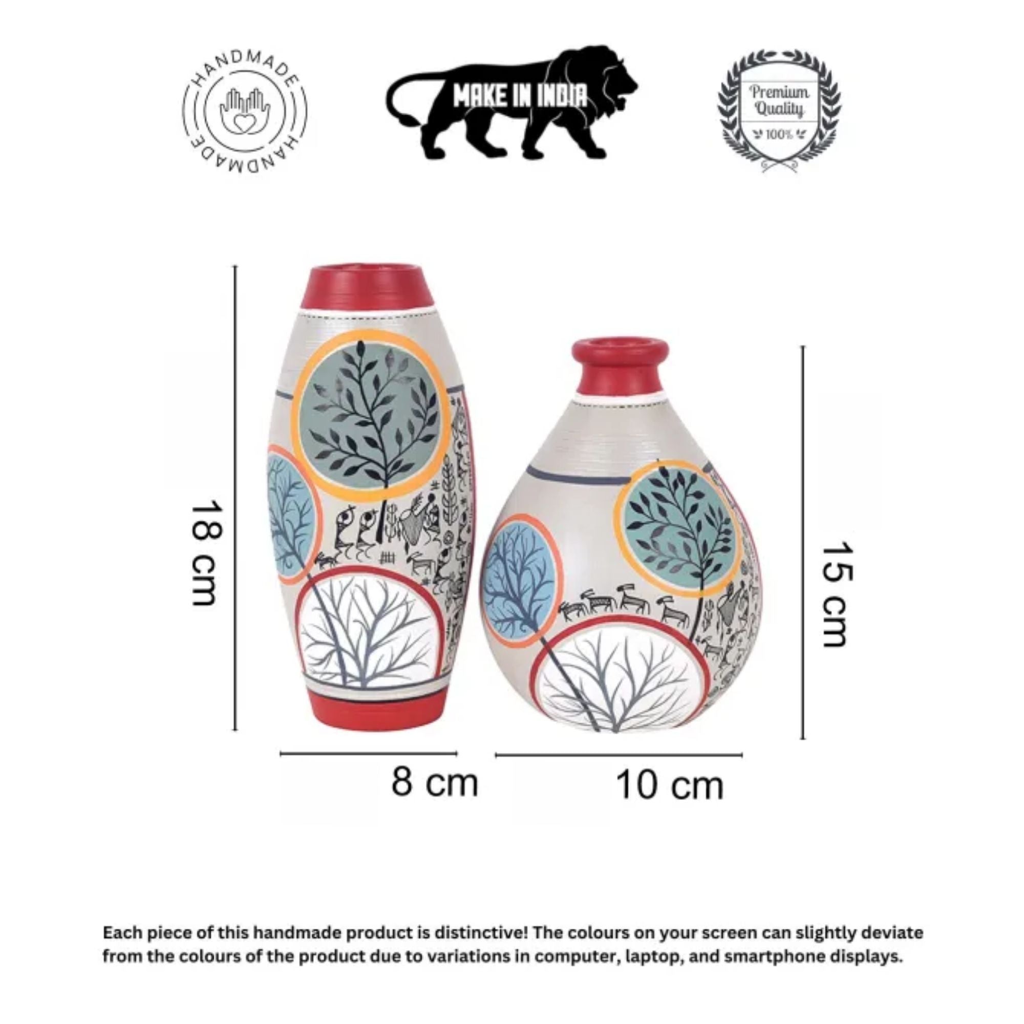 Scarlet Bloom Terracotta Conical Vases S02 (Large - 3x3x7, Small - 4x4x6)