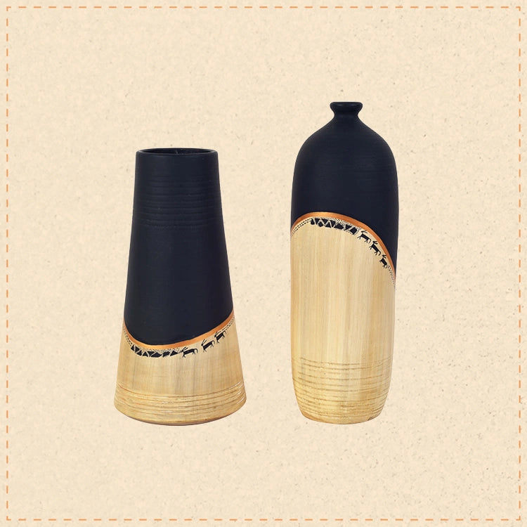 Midnight's secret large vase SET OF two (5x5x9.6 , 4x4x11.5)