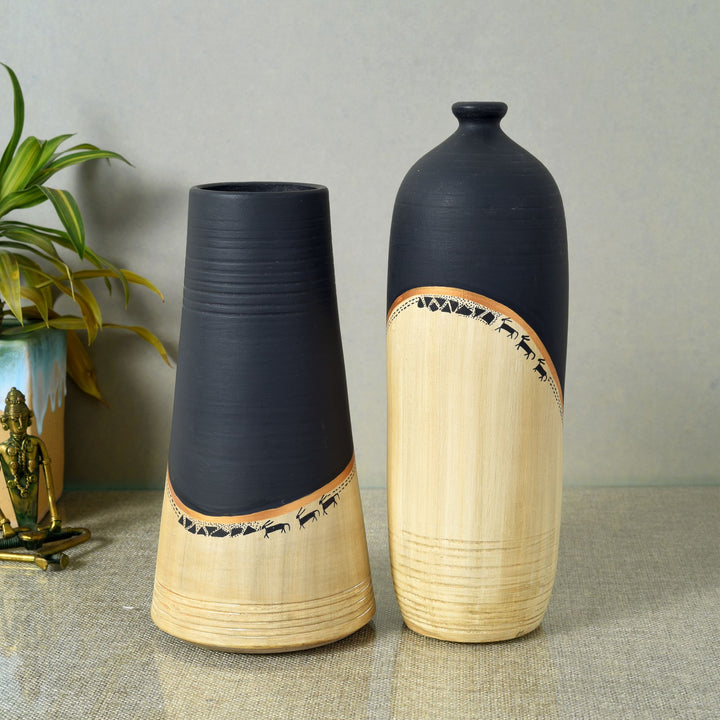 Midnight's secret large vase SET OF two (5x5x9.6 , 4x4x11.5)