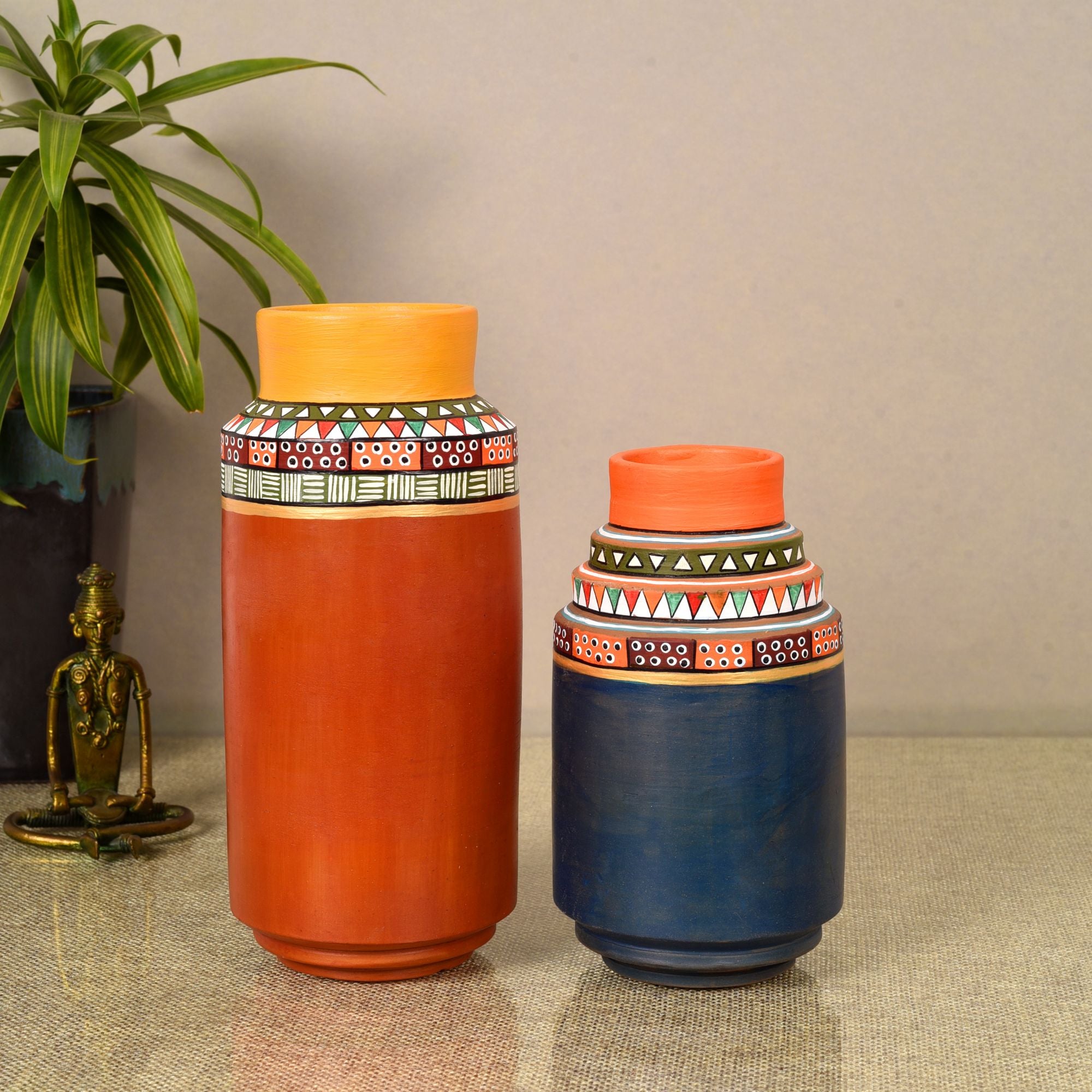 Spice Route Terracotta Vases S02 (Large - 4x4x9, Small - 4x4x7)