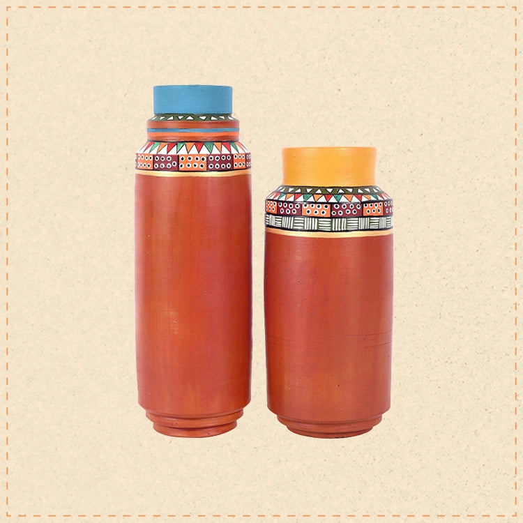 Sunset Glow Terracotta Vases S02 (4x4x10)